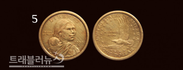 '사카자웨어'가 새겨진 1달러 동전